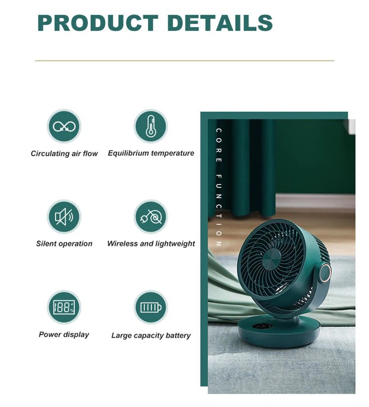 Battery operated circulating table fan 